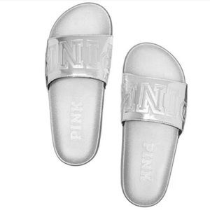 Vs Victoria's Secret Pink Slide Silver M 7/8